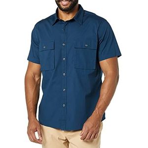 Amazon Essentials Heren Slim-Fit Korte Mouw Twee-Pocket Utility Shirt (Previously Goodthreads), Indigo, Medium Tall