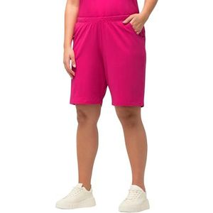 Ulla Popken Dames jerseyshorts, zakken, elastische tailleband bermuda, Fuchsia pink., 50W