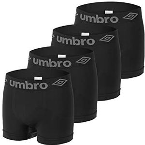 Umbro Herenonderbroek zonder vervorming, boxershorts voor heren, comfortabel, perfecte pasvorm (4 stuks), Zwart, S-M