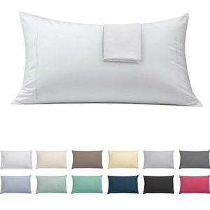 ECOMMERC3 2 kussenslopen, 50 x 75 cm, extra zacht en comfortabel, wit, gemaakt in Spanje, ademend, gemakkelijk te wassen