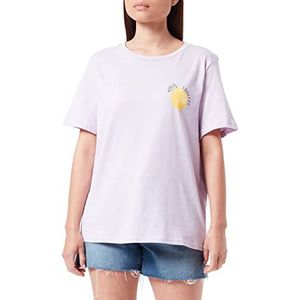 Vila Viprinty Art S/S Regular T-shirt voor dames, Pastel Lilac/Print: citroen, XS