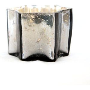 Insideretail Ltd Kerstmis Kwik Glas Ster Theelicht Houders-met Distressed Gun Metal Foil, Set van 48, Gum, 7 x 7 x 7 cm