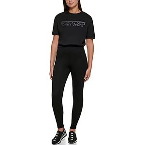 DKNY Sport Vrouwen Dropout Mirror Logo Cropped Tee T-shirt, Zwart, Extra Small, zwart, XXS