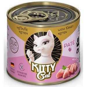 KITTY Cat Paté Pute Kitten, 6 x 200 g, natvoer voor jonge katten, graanvrij kattenvoer met taurine, zalmolie en groenlipmossel, compleet voer met een hoog vleesgehalte, Made in Germany