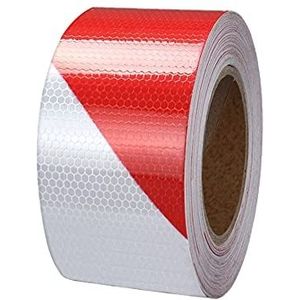 Reflecterend plakband, rood en wit, 25 m x 5 cm, zelfklevend, reflector, hoge intensiteit, reflectorbanden, waterdichte sticker, reflecterend, voor fiets, voertuigen, auto's
