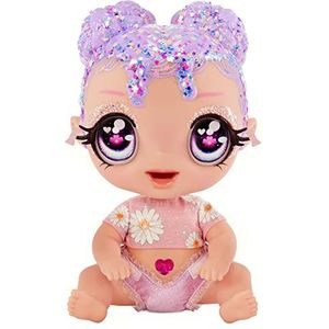 Glitter Babyz Lila Wildboom Baby pop - 3 Magische kleurveranderinge, paars haar en een bloemen stijl outfit - Incl. herbruikbare romper, fles & fopspeen - verzamelbaar voor kids van 3+ jaar