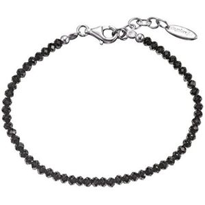 Engelsrufer Zwarte spinel armband voor dames, gerhodineerd 925 sterling zilver, lengte 18 cm + 2 cm, 7 9 inch, Sterling zilver