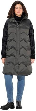 Ulla Popken - Hyprar - Gilet - Anthraciet - Grote Maten - Matelassé - Capuchon