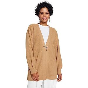 Trendyol Dames rechte lange mouwen regular hijab-cardigan, beige, S