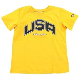 Champion Legacy Retro Sport B - USA S/S Crewneck T-shirt, geel, 7-8 jaar kinderen en jongeren SS24, Geel