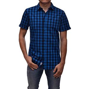 JACK & JONES Heren Jorchess Shirt No Pocket S/S Vrijetijdshemd, meerkleurig (Imperial Blue Checks: slim fit), S