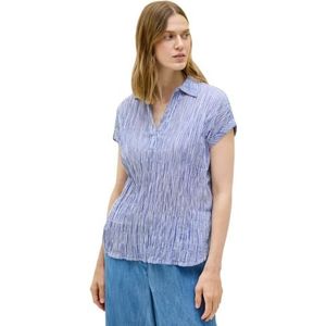 Blouse - Deep Pastel Blue - Regular Fit - Korte Mouwen - Normale Overhemdkraag