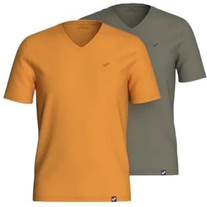 Kaporal, T-shirt, model cadeau, heren, mango/kaki, XL; slim fit, korte mouwen, V-hals, Mango/kaki, XL