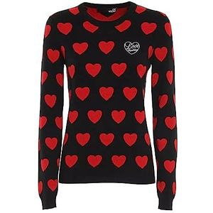 Love Moschino Damestrui Sweater, F.Nero/CUOR.RED, 48