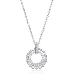 Elli Halsketting dames hanger cirkel ringen elegant bol zilverkleurig met kristallen, 42 EU, Messing, kristal