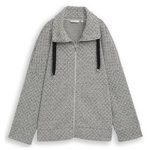 TOM TAILOR Plussize Sweatjack voor dames, 39179 - Zwart Wit Argyle Structuur, 46 Grote maten