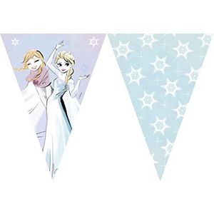 0885; vlaggetjesslinger voor feestjes en verjaardagen van Disney Frozen; ideaal voor het decoreren van feestjes; afmetingen ca. 2 m