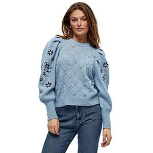 Peppercorn Dames Penelope O-hals trui trui, Schemer Blauw Gemeleerd, S
