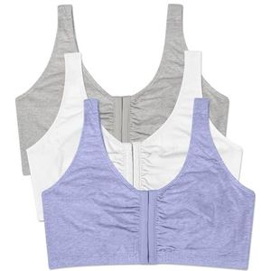 Fruit of the Loom Sportbeha voor dames met sluiting aan de voorkant, katoenmix, gemakkelijke pasvorm en ingebouwde ondersteuning, 46