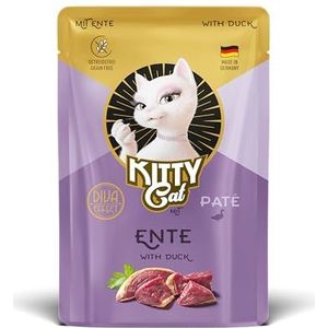 KITTY Cat Paté Eend, 48 x 85 g (grote verpakking), natvoer voor katten, graanvrij kattenvoer met taurine en zalmolie, compleet voer met een hoog vleesgehalte, Made in Germany