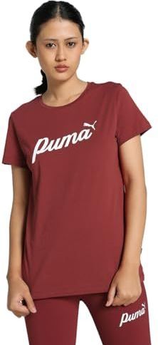 PUMA - Essentials Script - T-shirt - Rood - Katoen