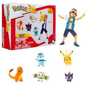 Bandai - Pokémon – verpakking met 6 figuren – Sacha, Pikachu, Salamche, Tiplouf, Brindibou, Zorua – JW3781