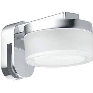 EGLO Romendo Led-spiegellamp, 1-lichts badkamerlamp om op de spiegel, led-spiegellamp van staal en kunststof, badkamerlamp in chroom, helder, gesatineerd, ledlamp voor vochtige ruimtes, IP44