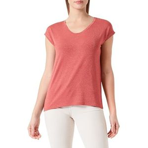 PIECES Dames Pcbillo Tee Lurex Stripes Noos T-shirt, Mineral Red/Detail: Gold Lurex, S