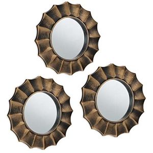 Relaxdays spiegel set van 3 - wandspiegel met gouden rand - sierspiegel 25 cm - woonkamer