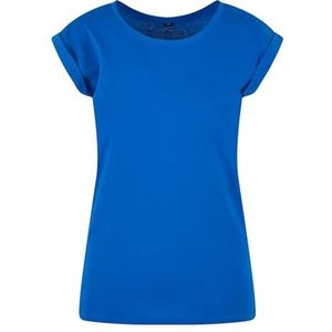 Build your Brand Dames T-shirt Dames Extended Shoulder Tee, lang gesneden T-shirt voor vrouwen, katoen, Bright Blue, XS