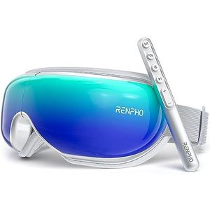 RENPHO Eyeris1 Oogmassager met warmte, bijgewerkte afstandsbediening, compressie, muziek, verwarmd oogmasker voorhoofdmassager voor stressverlichting, oogontspanning