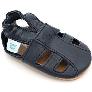 Dotty Fish zachte lederen baby sandalen met suede zolen. Peuter sandalen. Jongens en meisjes. Marineblauw. 3-4 jaar (27 EU)