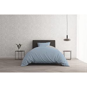 Italian Bed Linen Beddengoedset ""Natural Colour"", lichtblauw/lichtgrijs, klein tweepersoonsbed