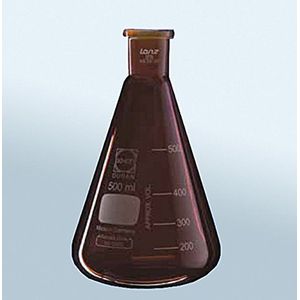 Merk 092432 Bruin glas Erlenmeyer kolven met gemalen hals - 200 ml