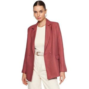 Trendyol Plus Size dames recht lange mouwen blazer jas roze 44, Roze, 32 NL