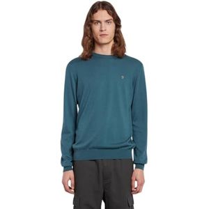 Farah Heren Mullen Wool Crew Neck Sweater, Oceaan, M