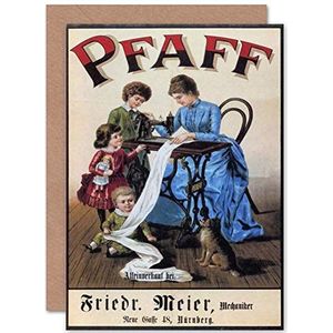 Wee Blue Coo VINTAGE PFAFF naaimachine DUITSLAND RETRO ADVERTENTIE GROETEN KAART