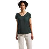 Street One Dames linnen look T-shirt, Mid Green, 34