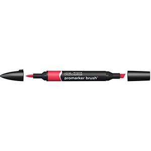 Winsor & Newton 0204209 Promarker Brush voor tekeningen, kalligrafie, ontwerp en lay-outs, streeploos tekenen met beitel- en penseelpunt - Red