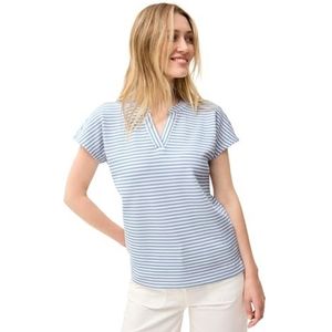 T-shirt - Deep Pastel Blue - Katoen/Polyester/Viscose - V-hals Korte Mouwen