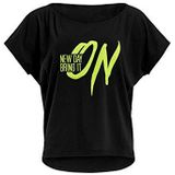 WINSHAPE Dames Dames Ultra Lichtgewicht Modal Korte Mouwshirt Mct002 met Neon Geel ""New Day Bring It On"" Glitter Print T-Shirt