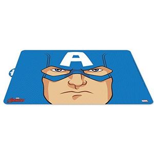 0403 tafelkleed, karakter Captain America; afmetingen 43 x 29 cm; product van herbruikbare kunststof; BPA-vrij.