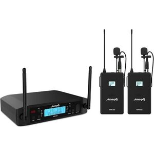Audibax AWM 202 draadloze lavalier-microfoon, 2 UHF-kanalen, mini-XLR-stekker
