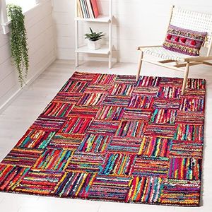 Safavieh gestructureerd tapijt, NAN318, handgetuft katoen vierkant NAN318. 90 x 150 cm multicolor