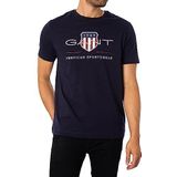 GANT REG Archive Shield SS T-shirt voor heren, avondblauw, standaard, avondblauw, M