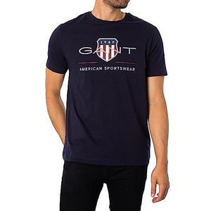 GANT REG Archive Shield SS T-shirt voor heren, avondblauw, standaard, avondblauw, M