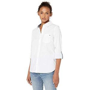 Tommy Hilfiger, Shirt met lange mouwen, zakelijke casual tops voor dames, Helder Wit, XL