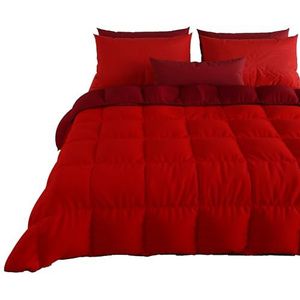 PETTI Artigiani Italiani - Winterdekbed voor Frans bed, effen, omkeerbaar, bordeaux, 100% Made in Italy