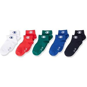 Champion Seasonal Socks 5PP Junior Quarter sokken, blauw/groen/zwart/rood/wit (BS003), 27-30, uniseks - kinderen en jongeren, blauw/groen/zwart/rood/wit (BS003)