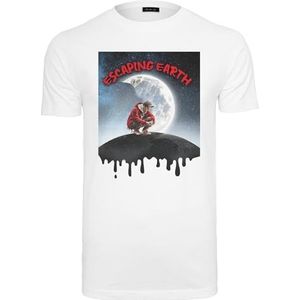 Mister Tee Heren T-shirt Escaping Earth Tee, print T-shirt voor mannen, grafisch T-shirt, streetwear, wit, 5XL